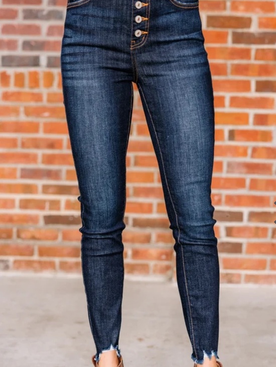 KanCan Denim - KanCan Dark Blue High-Rise Button-Fly Skinny Jeans